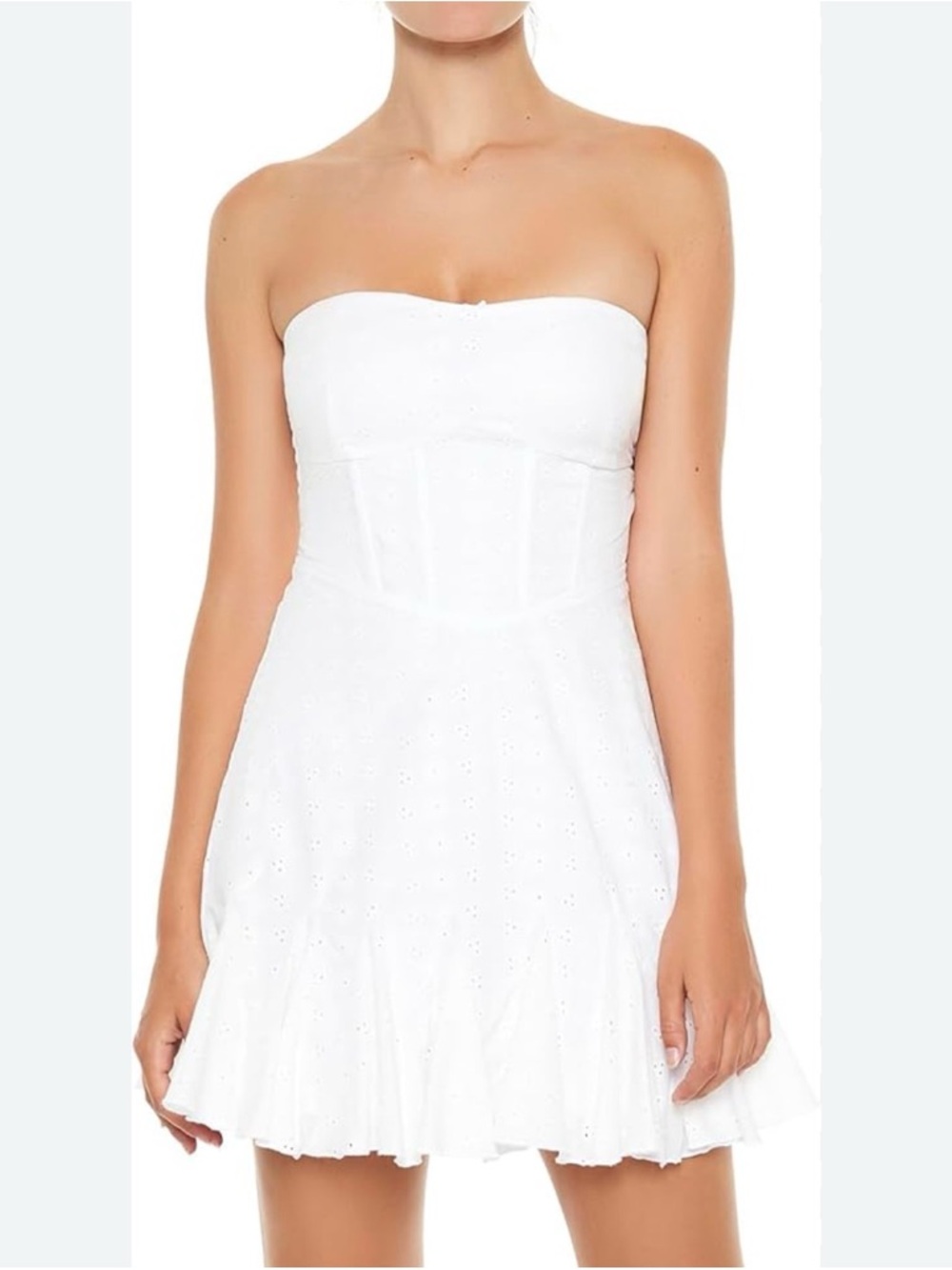 NWT Forever 21 White Strapless Eyelet Corset Mini Dress